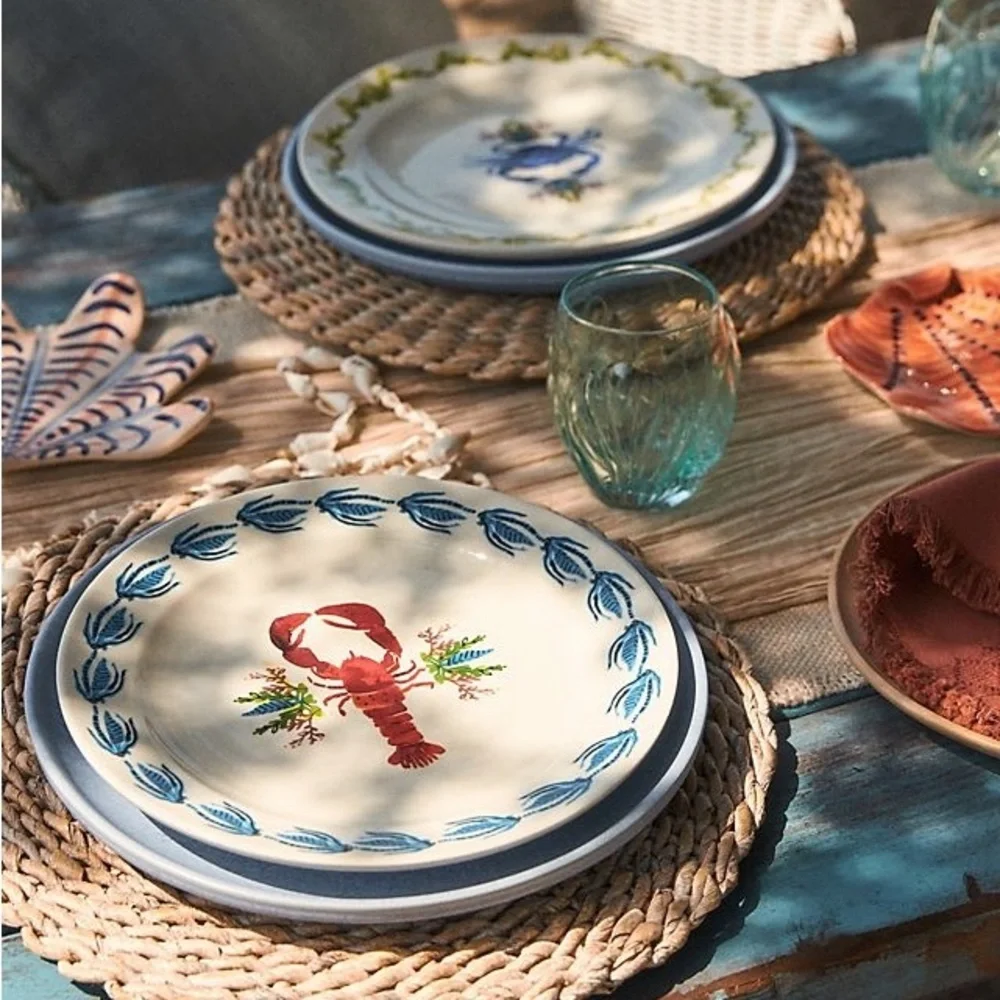 Anthropologie August Wren Crab Dinner Plate